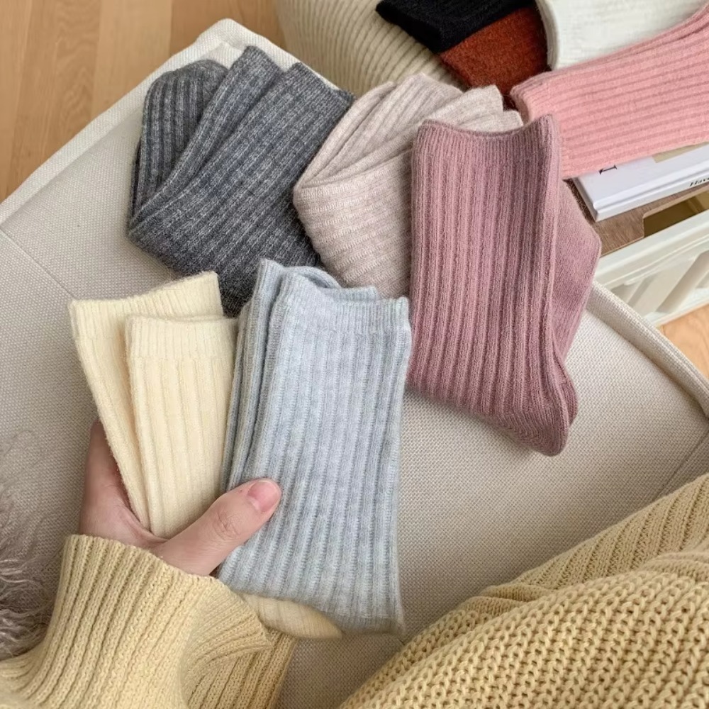 Thermal Sock Wool - 1 çift yeni düz renk kaşmir