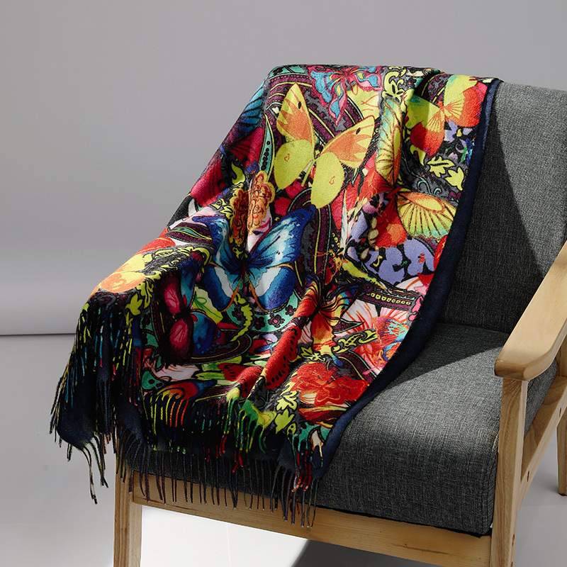 Wool Scarf Men - Lüks Marka Yağlıboya Kaşmir Eşarp Kadınlar